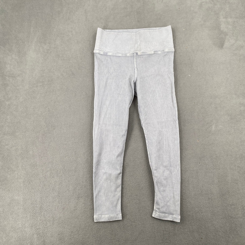 Avocado Ribbed High Waisted Leggings Light Grey Mineral Wash Size M Made in LA